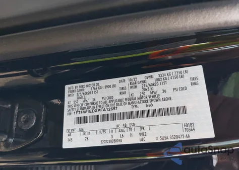 2023 Ford F-150 Lariat z USA, uszkodzony, nr VIN 1FTFW1EDXPFA12657